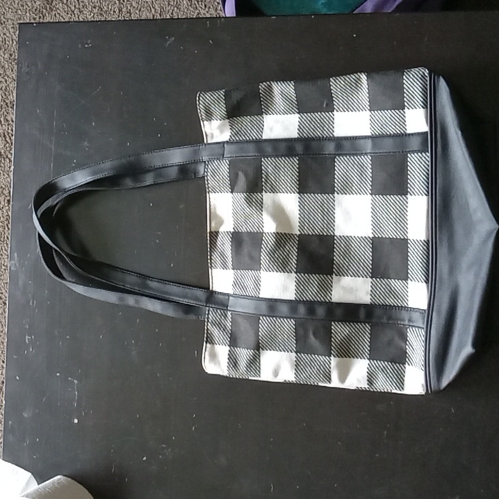Black and white checkered tote